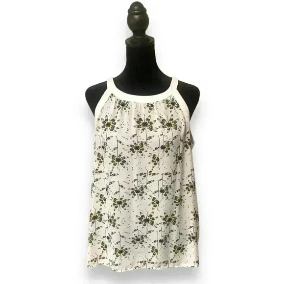 Collective Concept High Neck Sleeveless White Floral Tie-Back Sleeveless Blouse - Picture 9 of 12